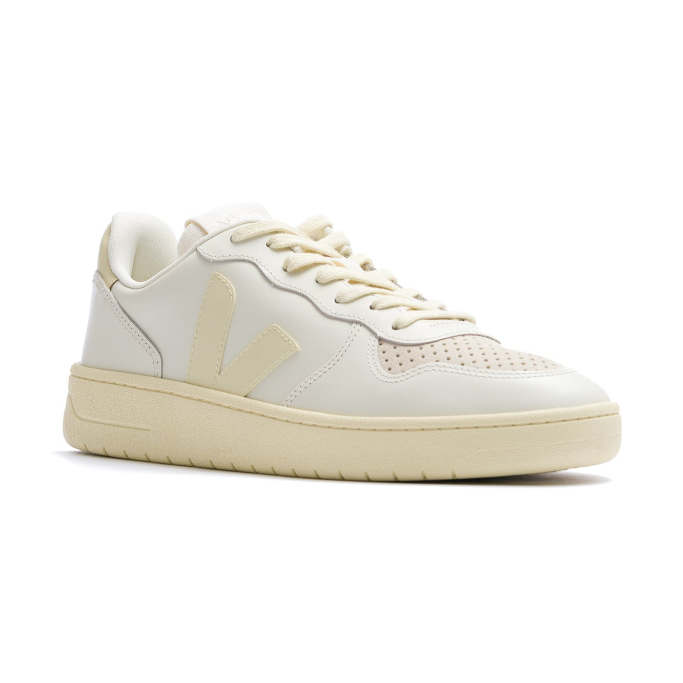 Veja V-10 Prime Leather Shoe - Pure Calcaire