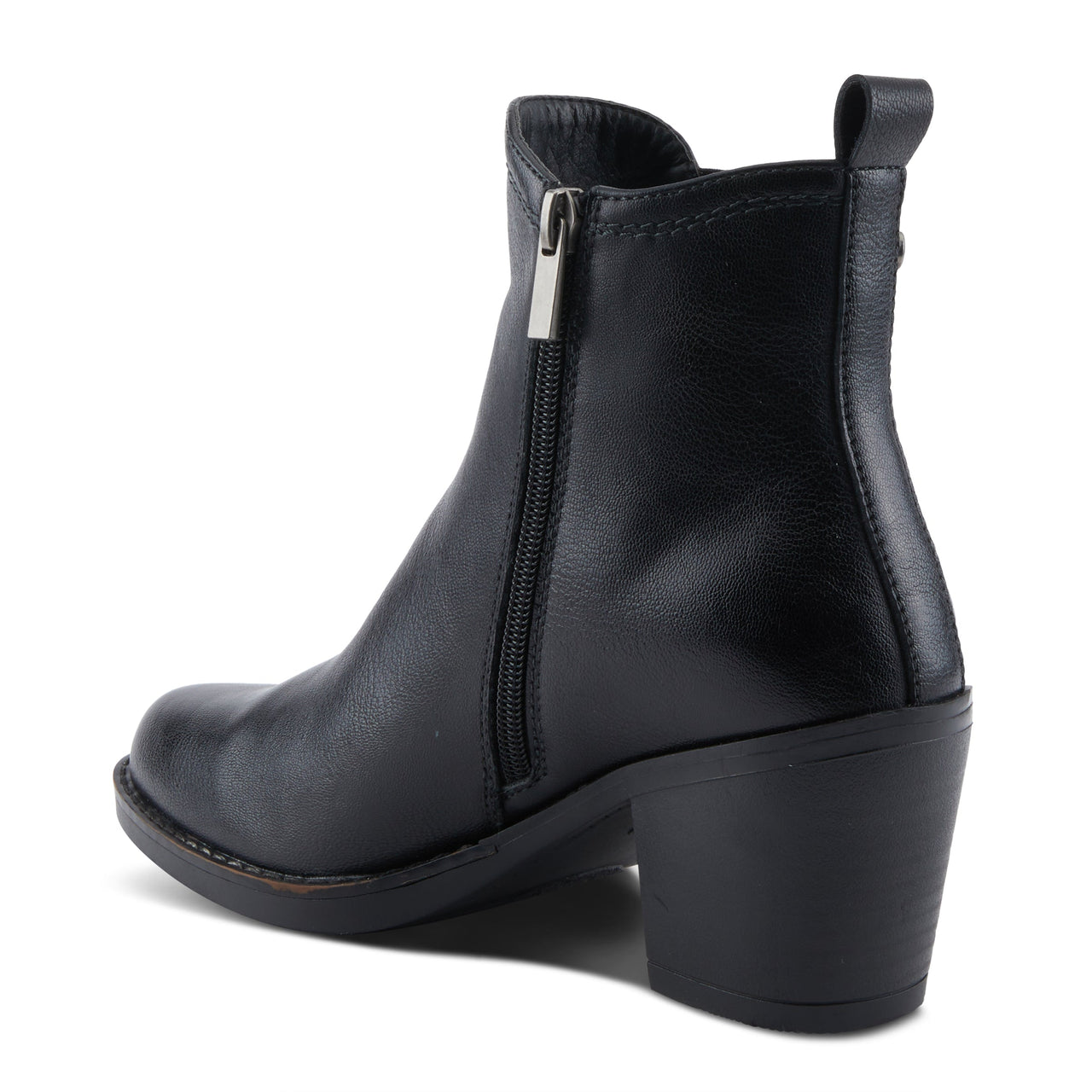 Black leather knee-high Patrizia Talwyn boots with side buckle detail and low block heel