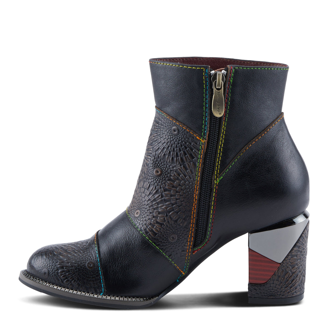 L'ARTISTE TOPANGA BOOTS in Dark Brown Leather with Embroidered Flower Design