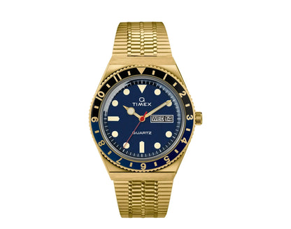 Timex Q Reissue 38mm Men Watch Gold-Tone/Blue/Black