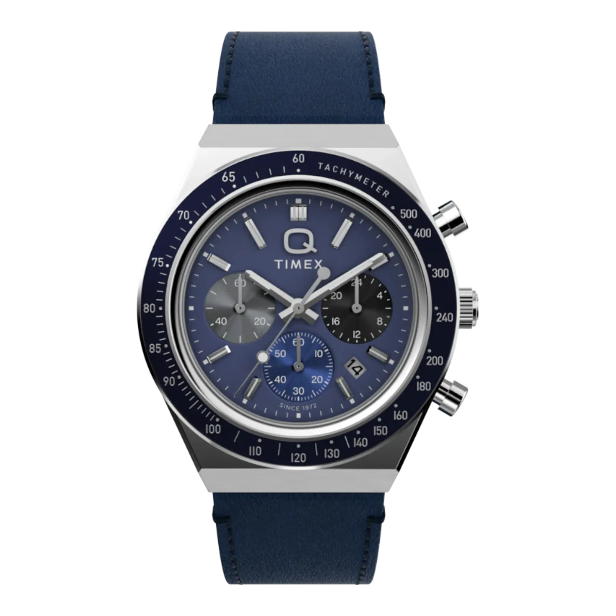 Q TIMEX CHRONOGRAPH 40MM LEATHER STRAP WATCH