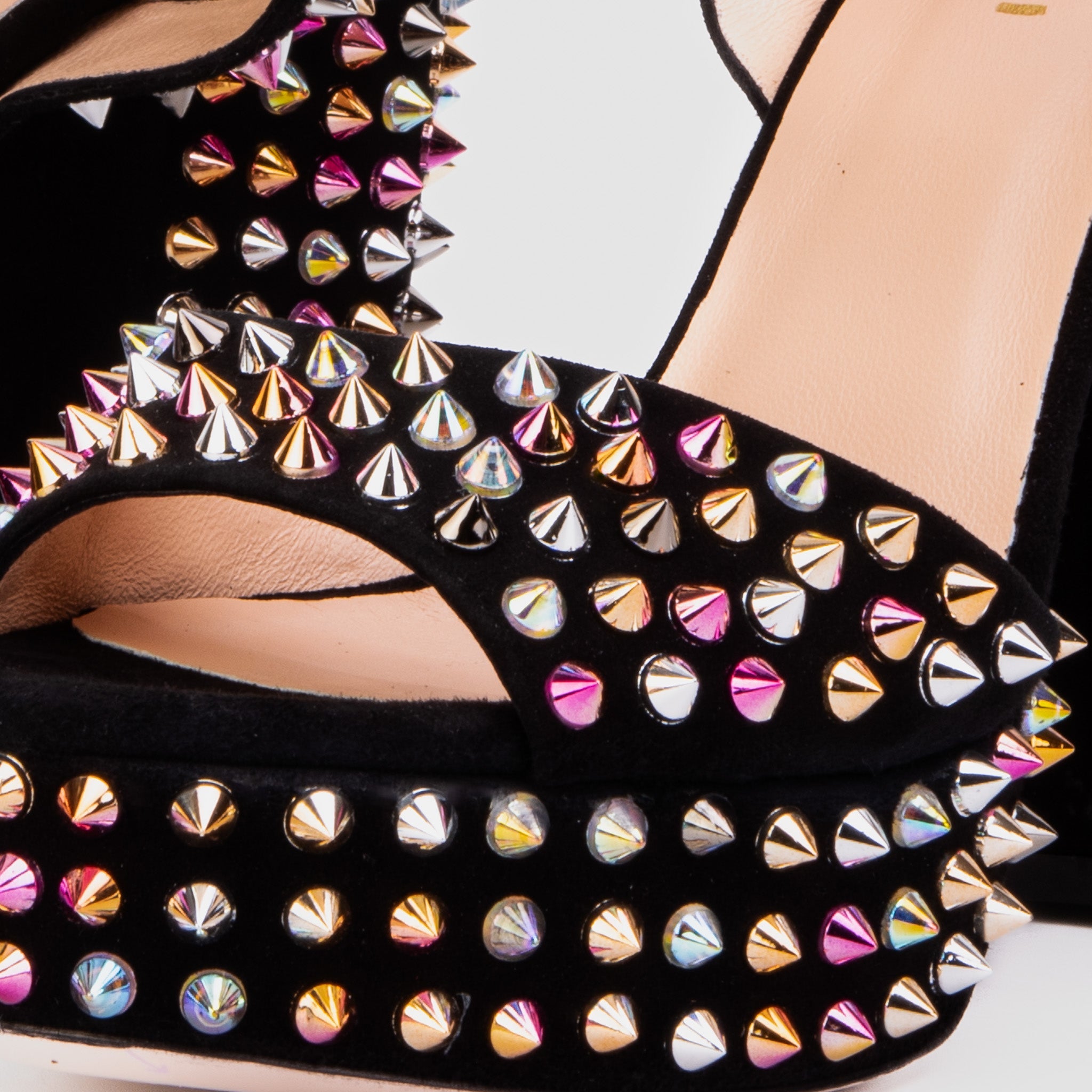 The Tampico Black Suede Leather Spike Platform Heel Women Sandal