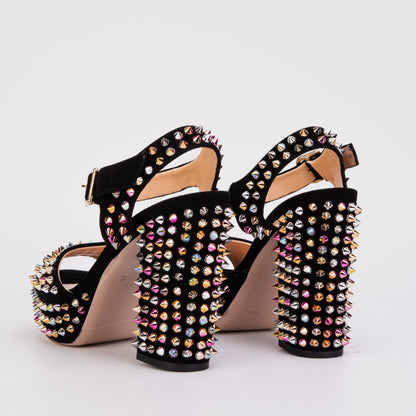 The Tampico Black Suede Leather Spike Platform Heel Women Sandal