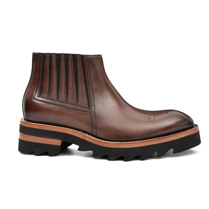 Chelsea Boots Leather Brown Thick Sole Classic Comfort
