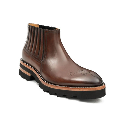 Chelsea Boots Leather Brown Thick Sole Classic Comfort