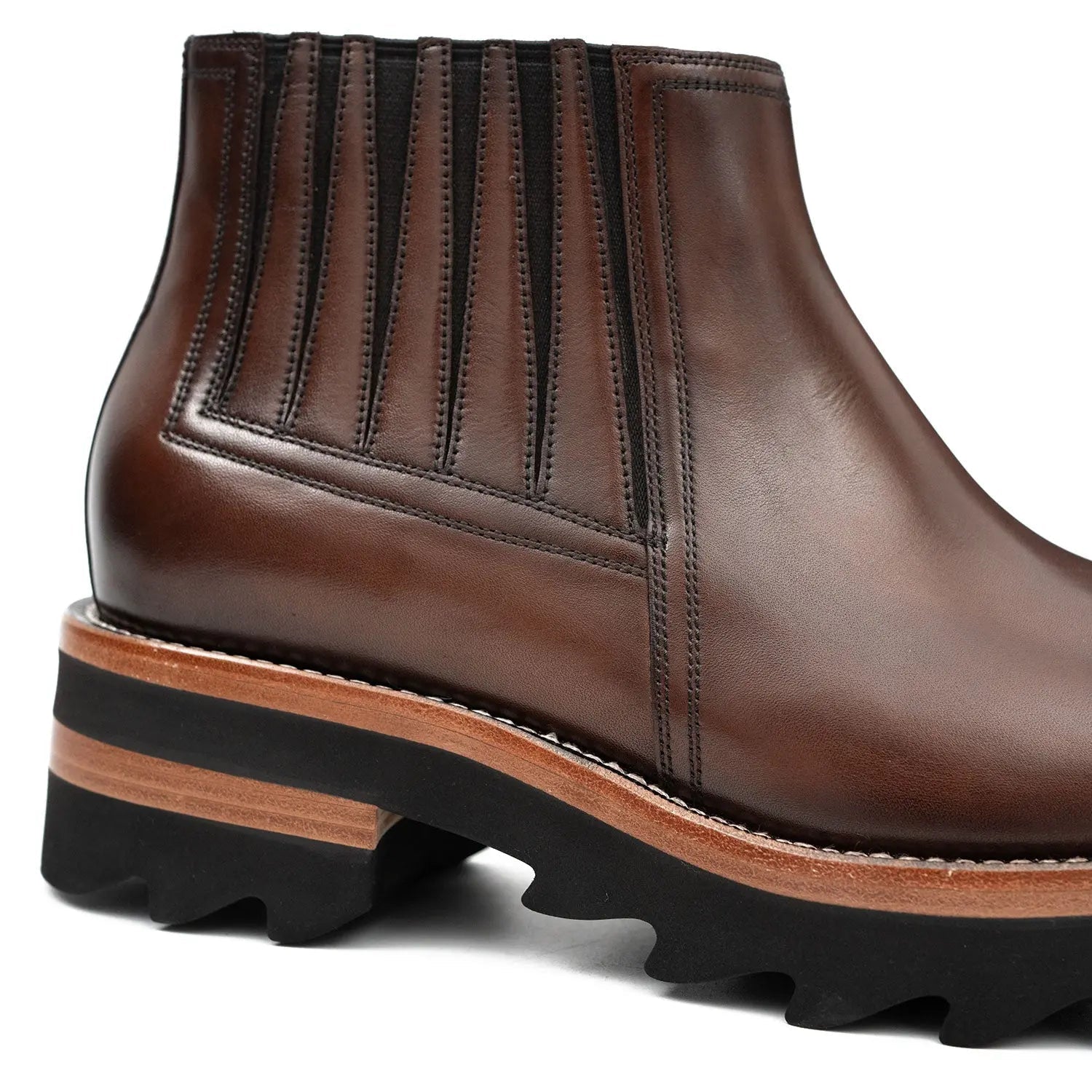 Chelsea Boots Leather Brown Thick Sole Classic Comfort