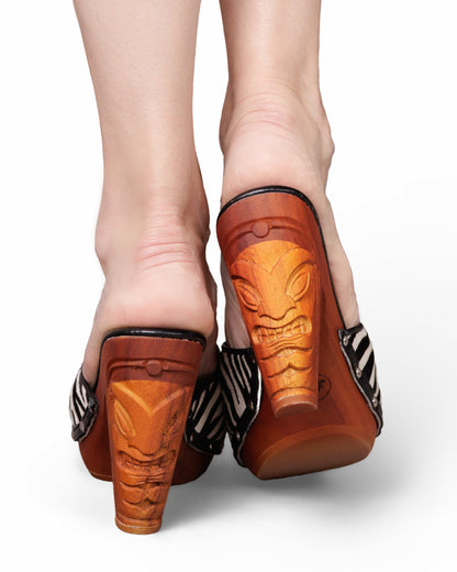 the Rockin' Tiki 4" stiletto w/o Ankle Strap - in Wild Nobility Zebra