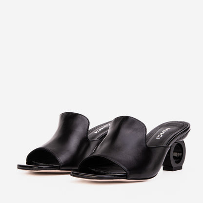 The Tory Black Leather Women Sandal