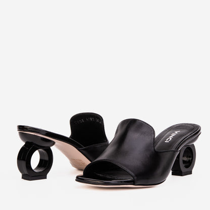 The Tory Black Leather Women Sandal