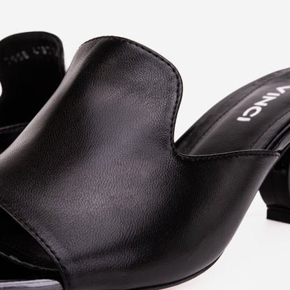 The Tory Black Leather Women Sandal