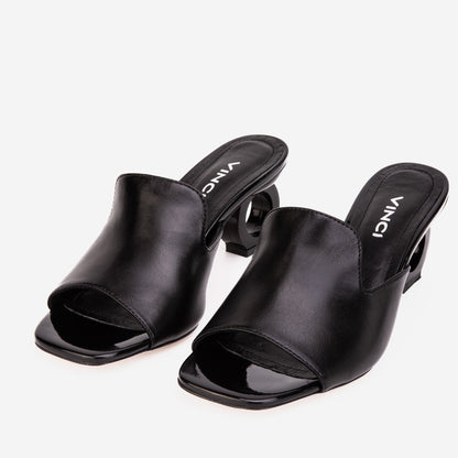 The Tory Black Leather Women Sandal