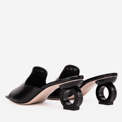 The Tory Black Leather Women Sandal