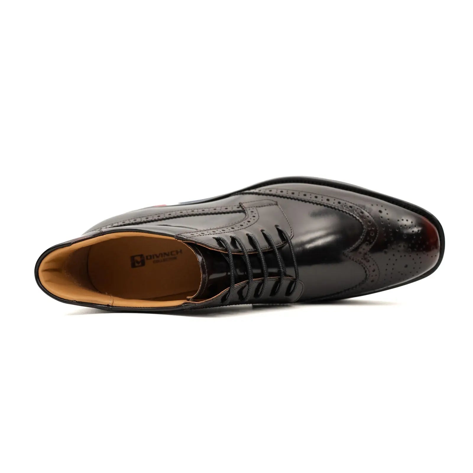 Divinch Tri-Stripe Brogue Platform Calfskin Patent Wine
