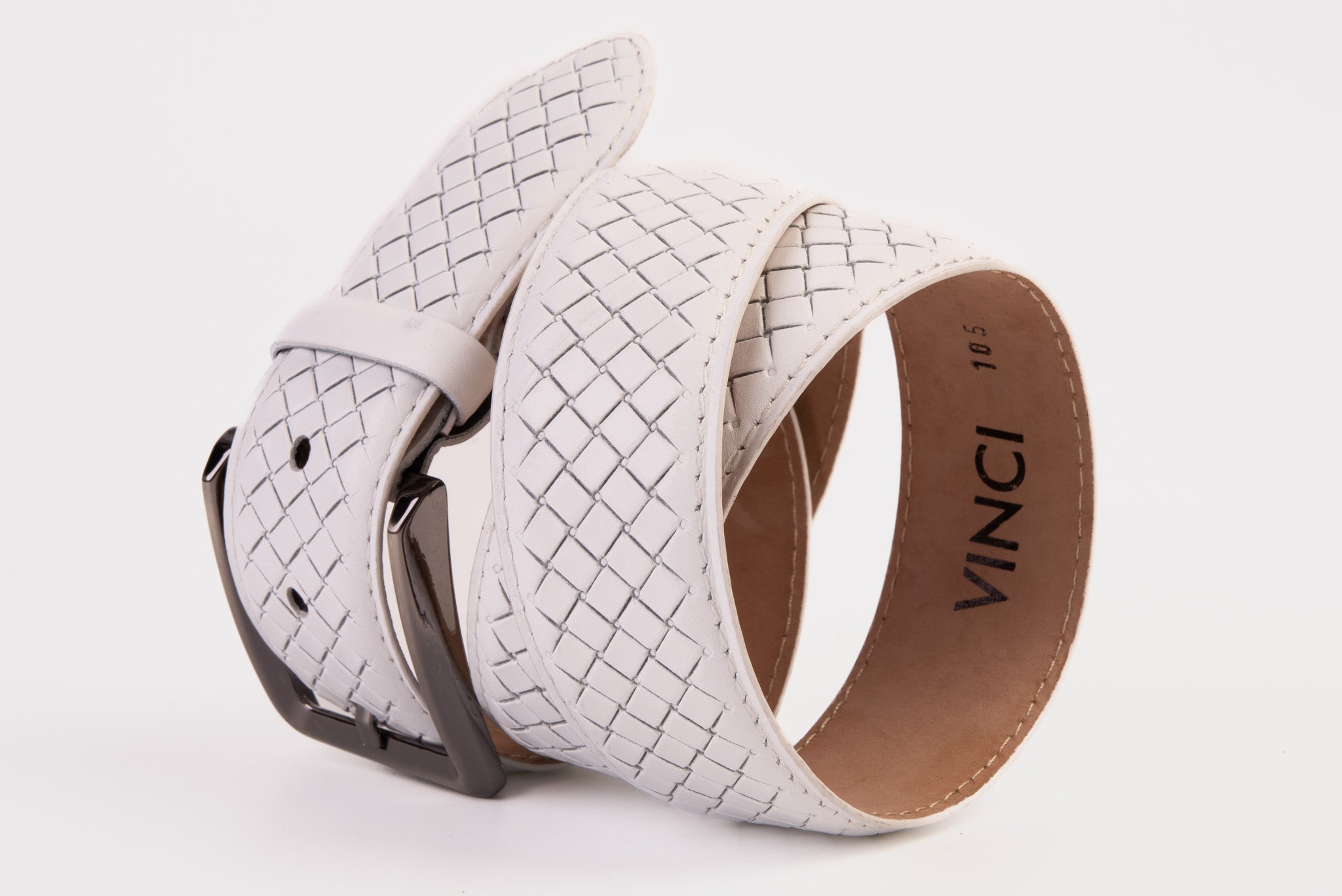 The Layla White Woven Leather Belt
