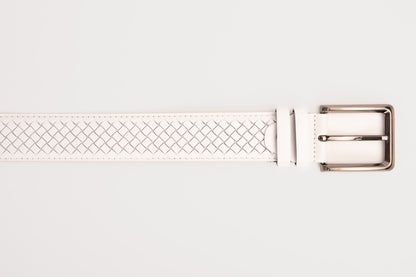 The Layla White Woven Leather Belt