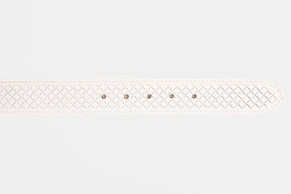 The Layla White Woven Leather Belt
