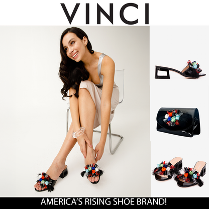 The Vigo Black Leather Block Heel Women Sandal