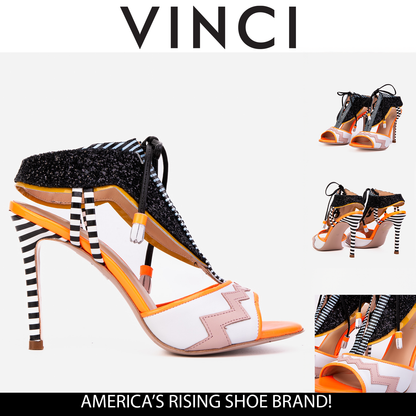 The Santa Amaro Orange Glitter Leather Women Sandal