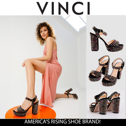 The Tampico Black Suede Leather Spike Platform Heel Women Sandal