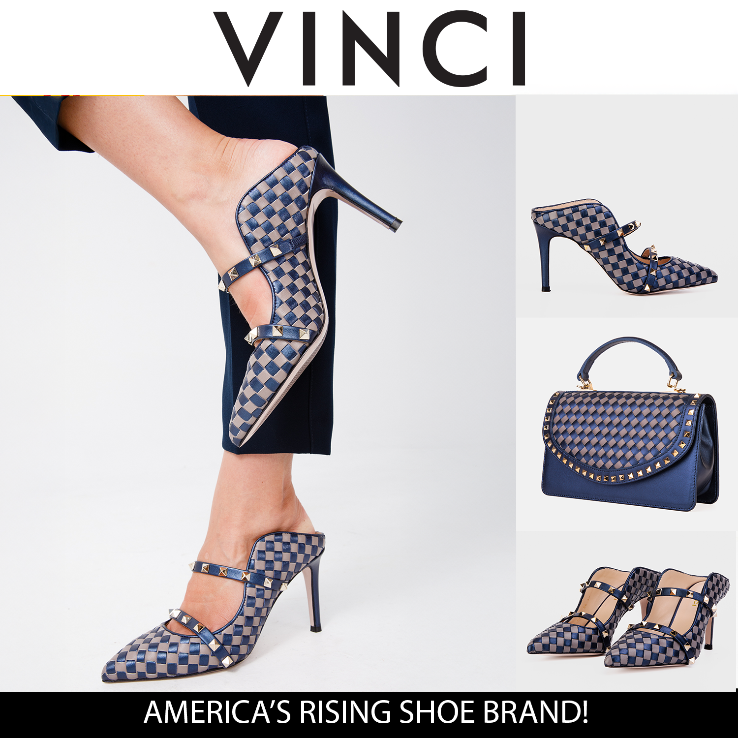 The Dosso Navy Blue Handwoven Pointy Toe Leather Women Sandal