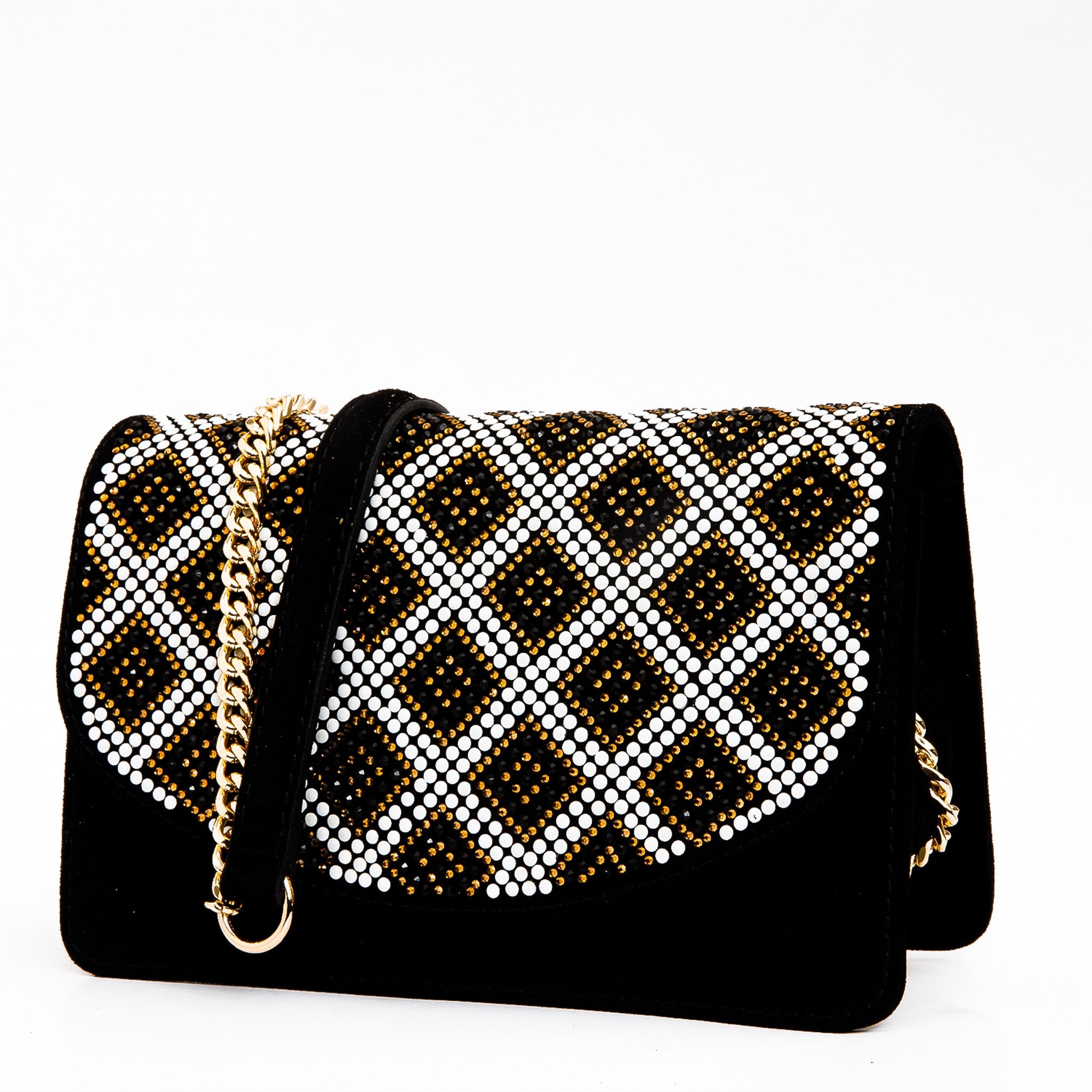 The Nampula Black Glitter Suede Leather Handbag