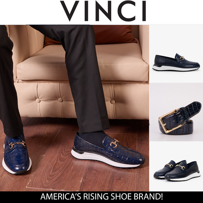 The Padova Navy Blue Leather Men Sneaker