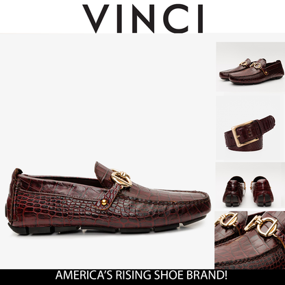 The Pisa Burgundy Leather Bit Drive Loafer Men Shoe