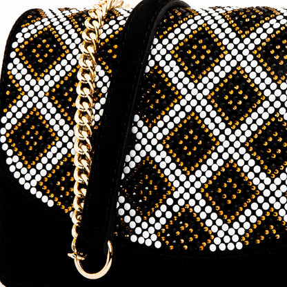 The Nampula Black Glitter Suede Leather Handbag