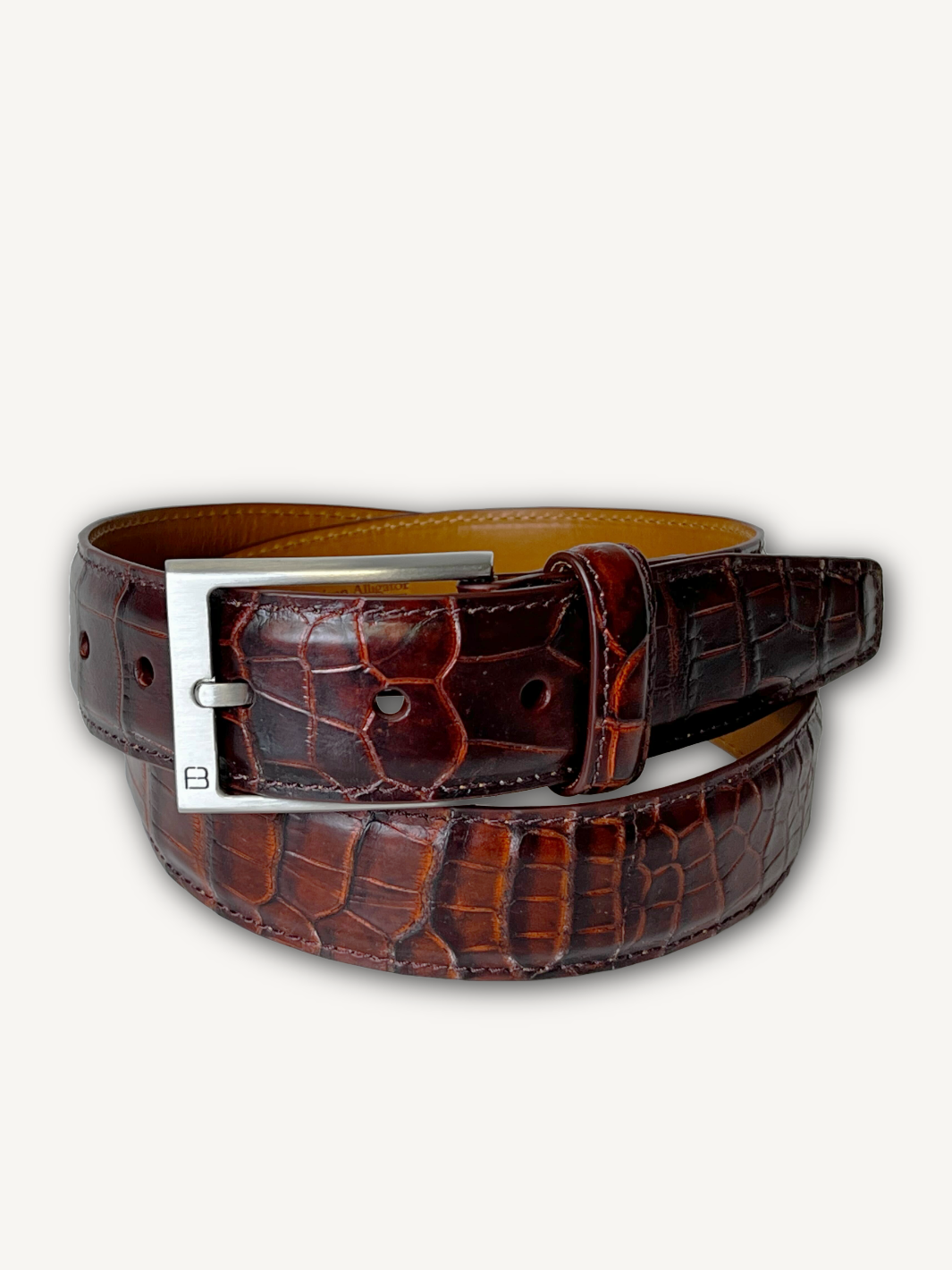 Bryant Park Belt 1 3 8 Inch Genuine Alligator Cognac
