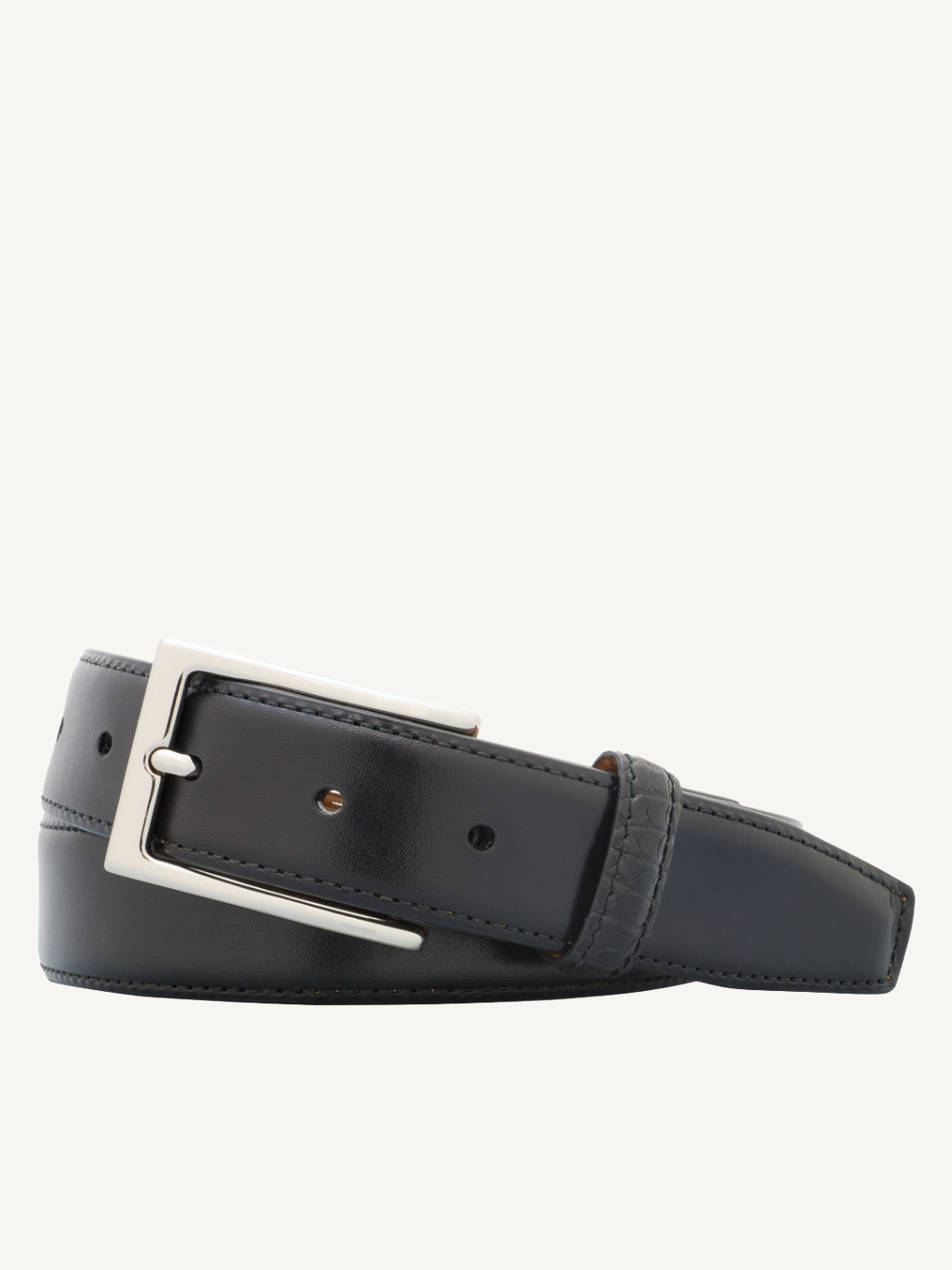 Bryant Park Belt Alligator Detail Genuine Leather Black