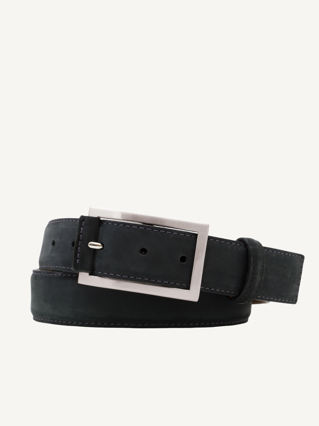 Square End Black Nubuck Leather Belt 35mm Handcrafted
