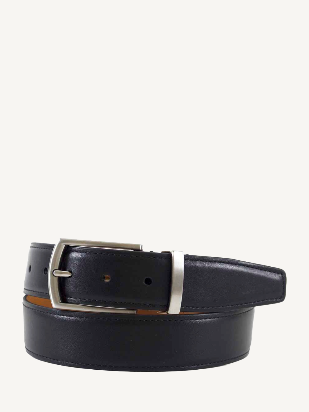Glazed Nappa Belt Nickel Loop 35mm Wide Leather Black