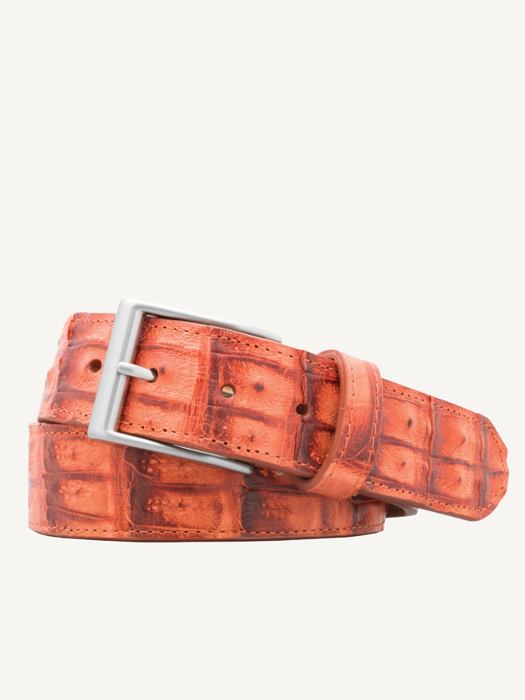 Tangerine Vintage Crocodile Tail Belt Genuine Crocodile Leather
