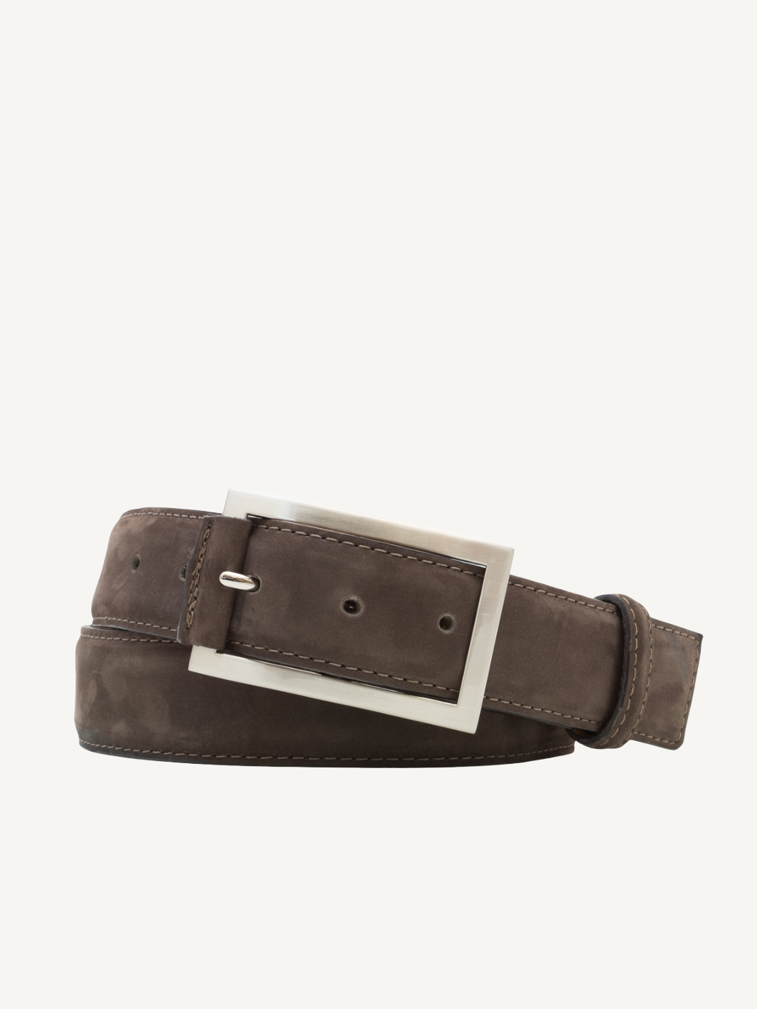 Nubuck Leather Belt Square End 35mm Brown Durable Everyday