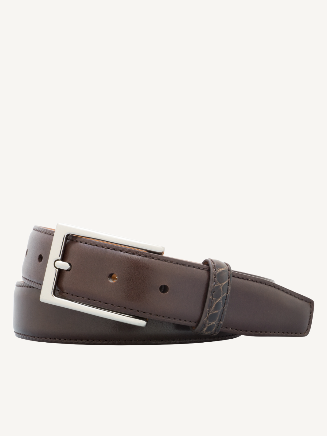 Bryant Park Belt Alligator Keeper Genuine Leather Brown