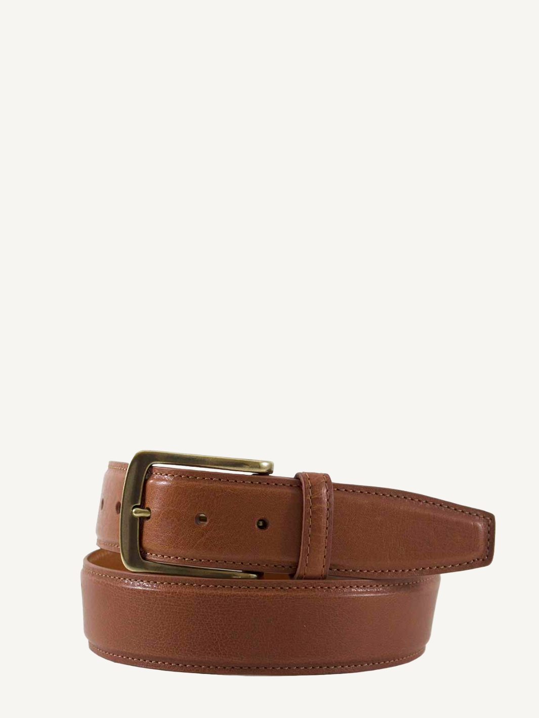 Full Grain Feathered Edged Leather Jean Belt Cognac