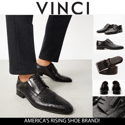 The Porto Alegre Black Leather Derby Men Shoe