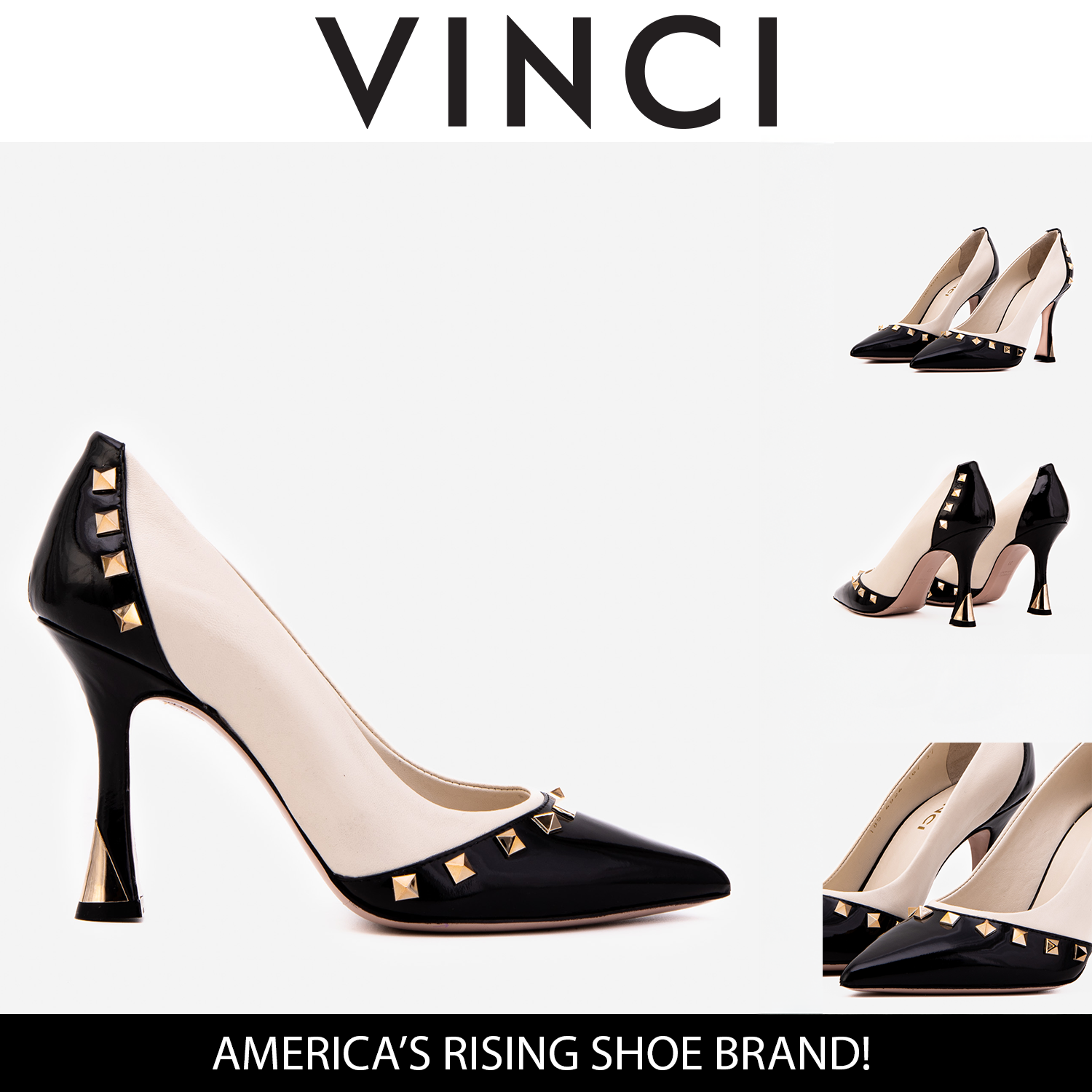 The Bella Vita Studded Beige & Black Leather Pump Women Shoe