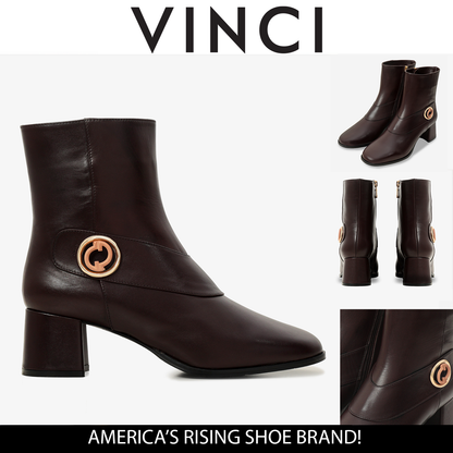 The Windsor Brown Leather Block Heel Women Boot