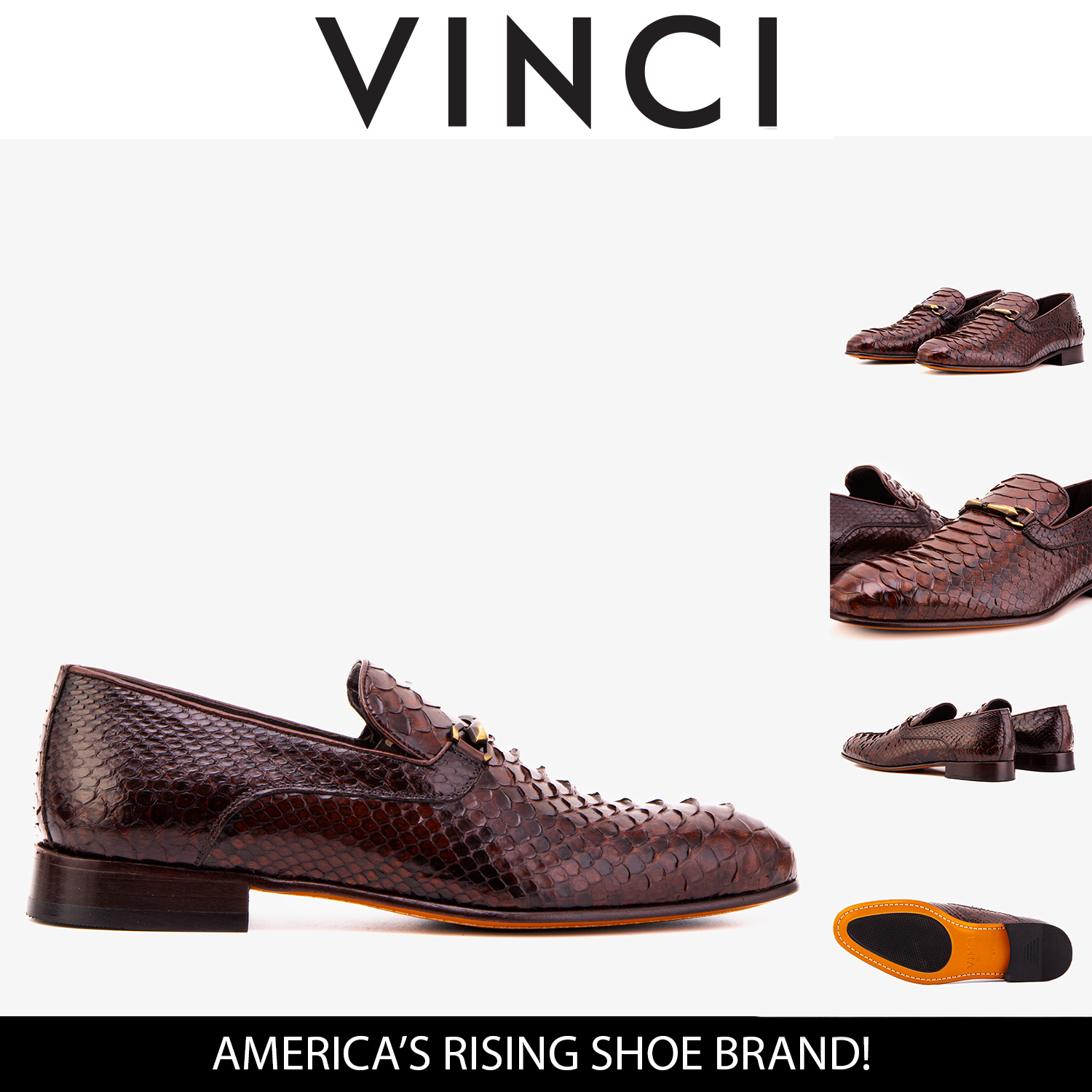 The Viper Brown Python Skin Leather Bit Loafer Men Shoe