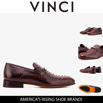 The Viper Brown Python Skin Leather Bit Loafer Men Shoe