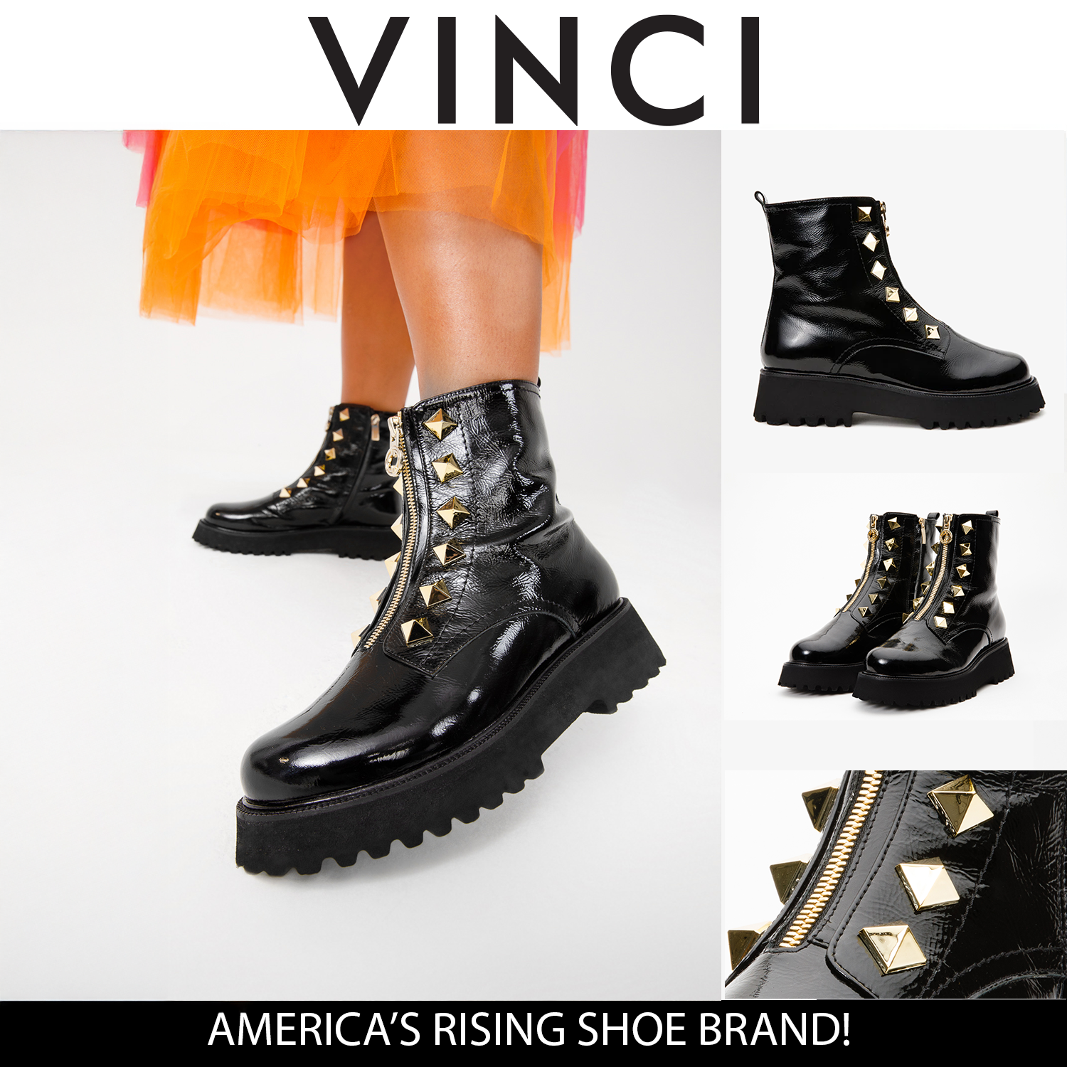 The Ottawa Black Patent Leather Ankle Women Boot