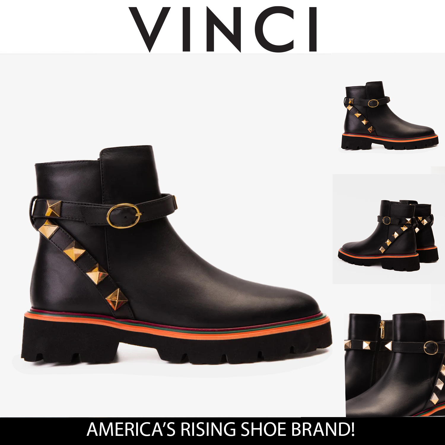 The Prag Black Leather Ankle Women Boot