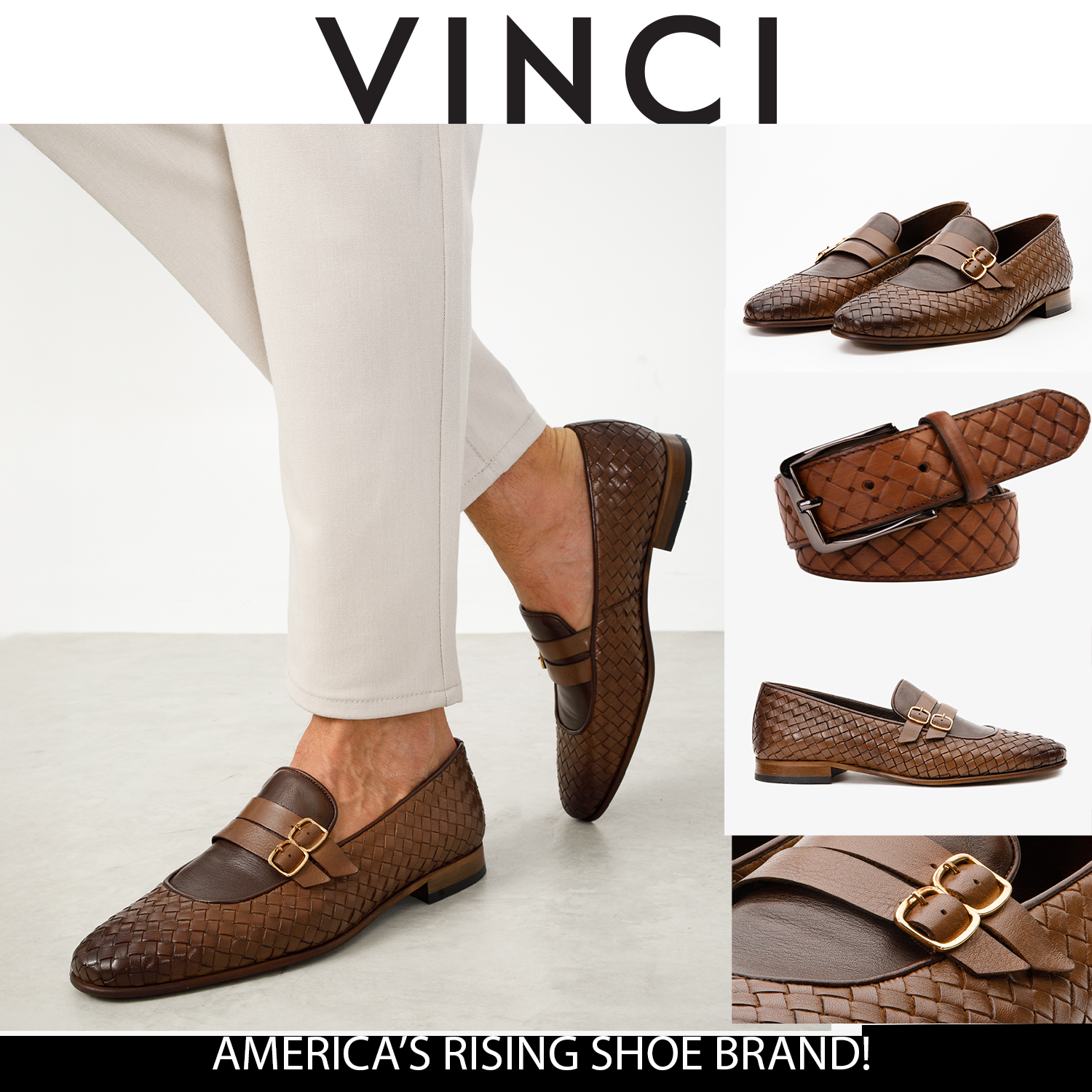 The Vatra Tan Woven Double Monk Strap Men Shoe