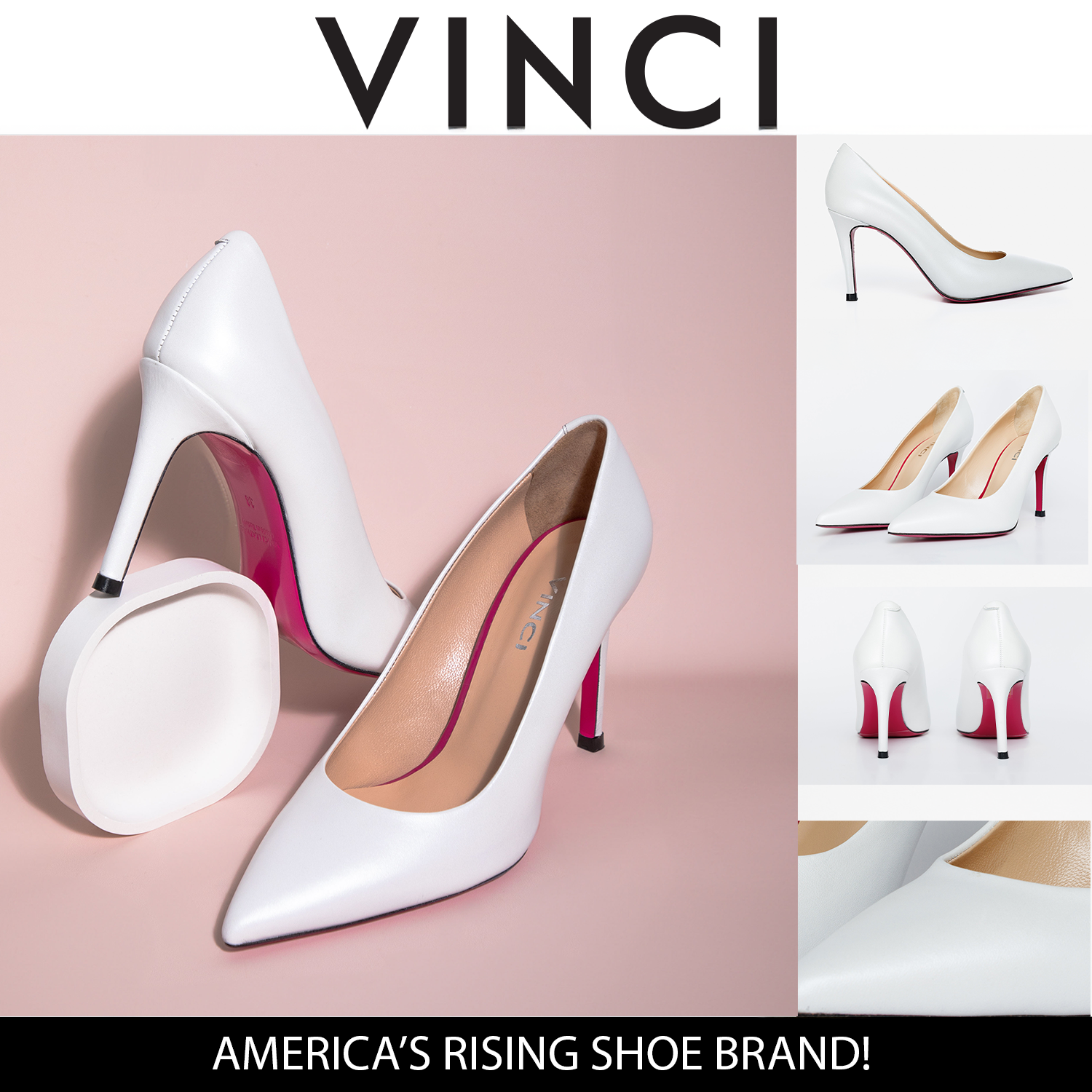 Vinci Leather Shoes The Ege White Leather Pump Fuchsia Sole Women Shoe