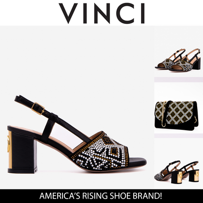 The Nampula Black Leather Women Slingback Sandal