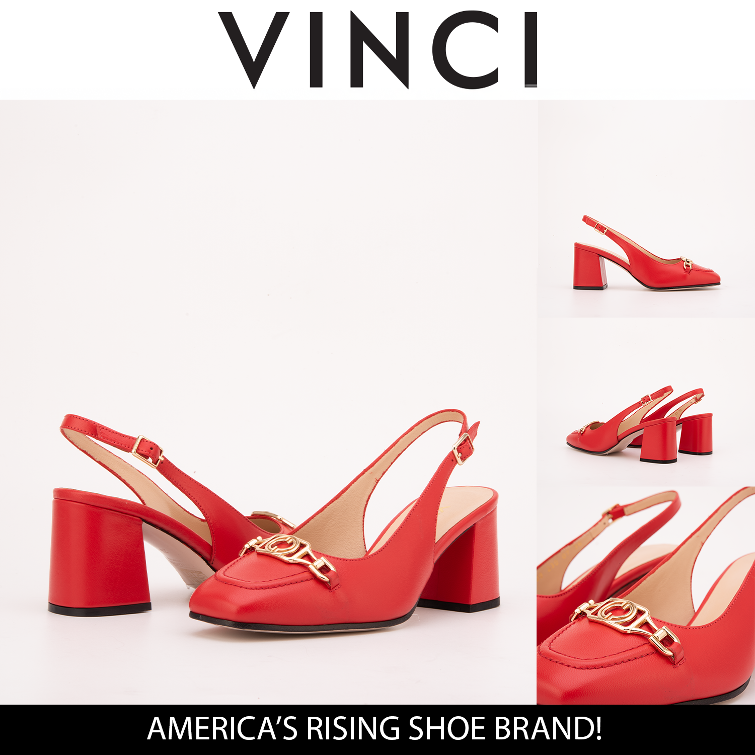 The Potomac Red Leather Slingback Women Sandal