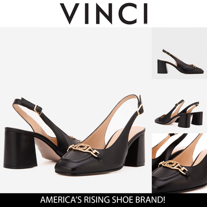 The Potomac Black Slingback Leather Women Sandal