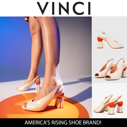 The Cimla Cream Leather Pumpkin Heel Women Sandal