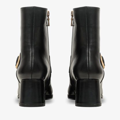 The Windsor Black Leather Block Heel Women Boot